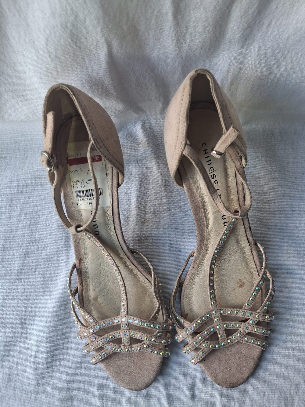 Chinese Laundry Blush Strappy Rhinestone Dress Sandals